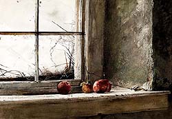 Frostbitten Andrew Wyeth print apples window